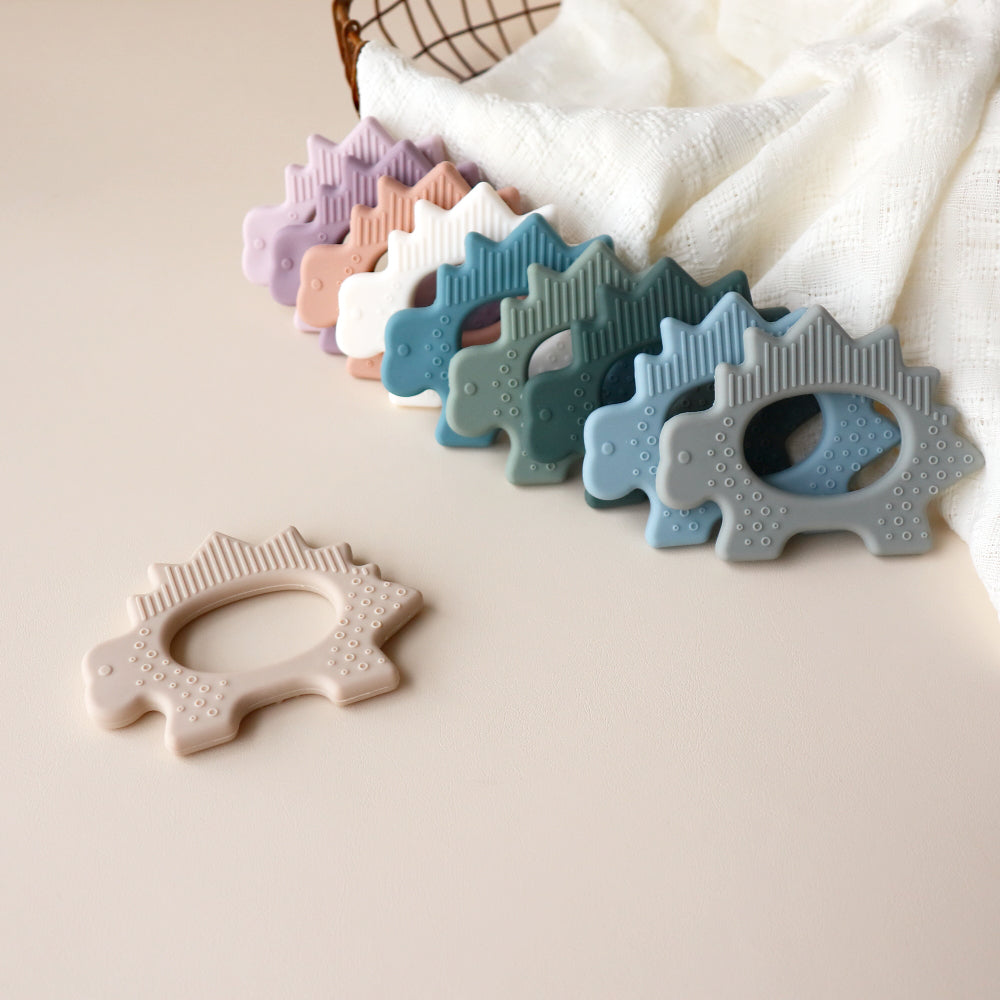 Dino Teething Toy Baby Stegosaurus Oatmeal Mist