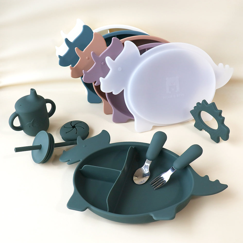 Placa de sección de dinosaurio Triceratops con tapa