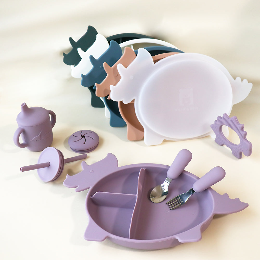 Placa de sección de dinosaurio Triceratops con tapa