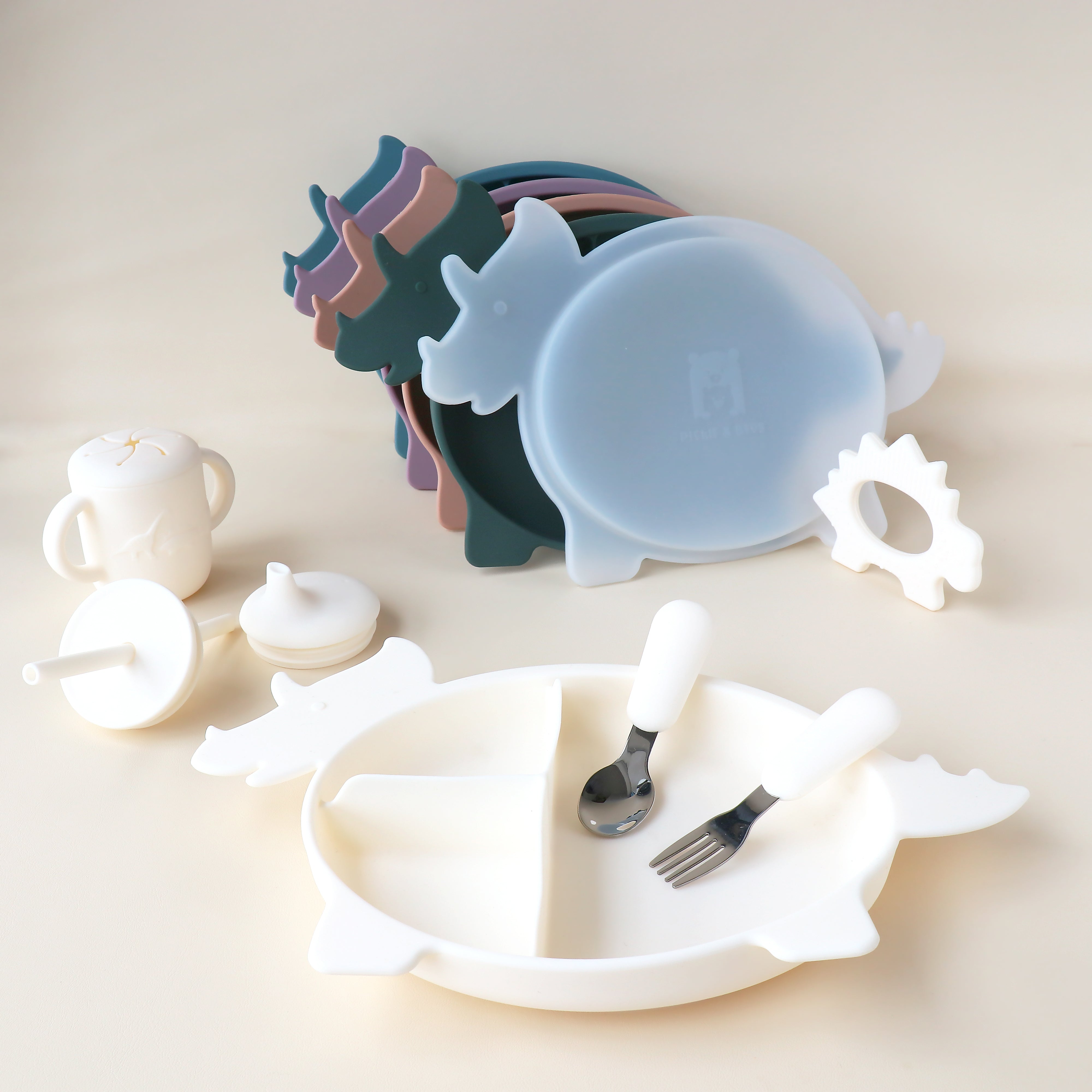 Placa de sección de dinosaurio Triceratops con tapa