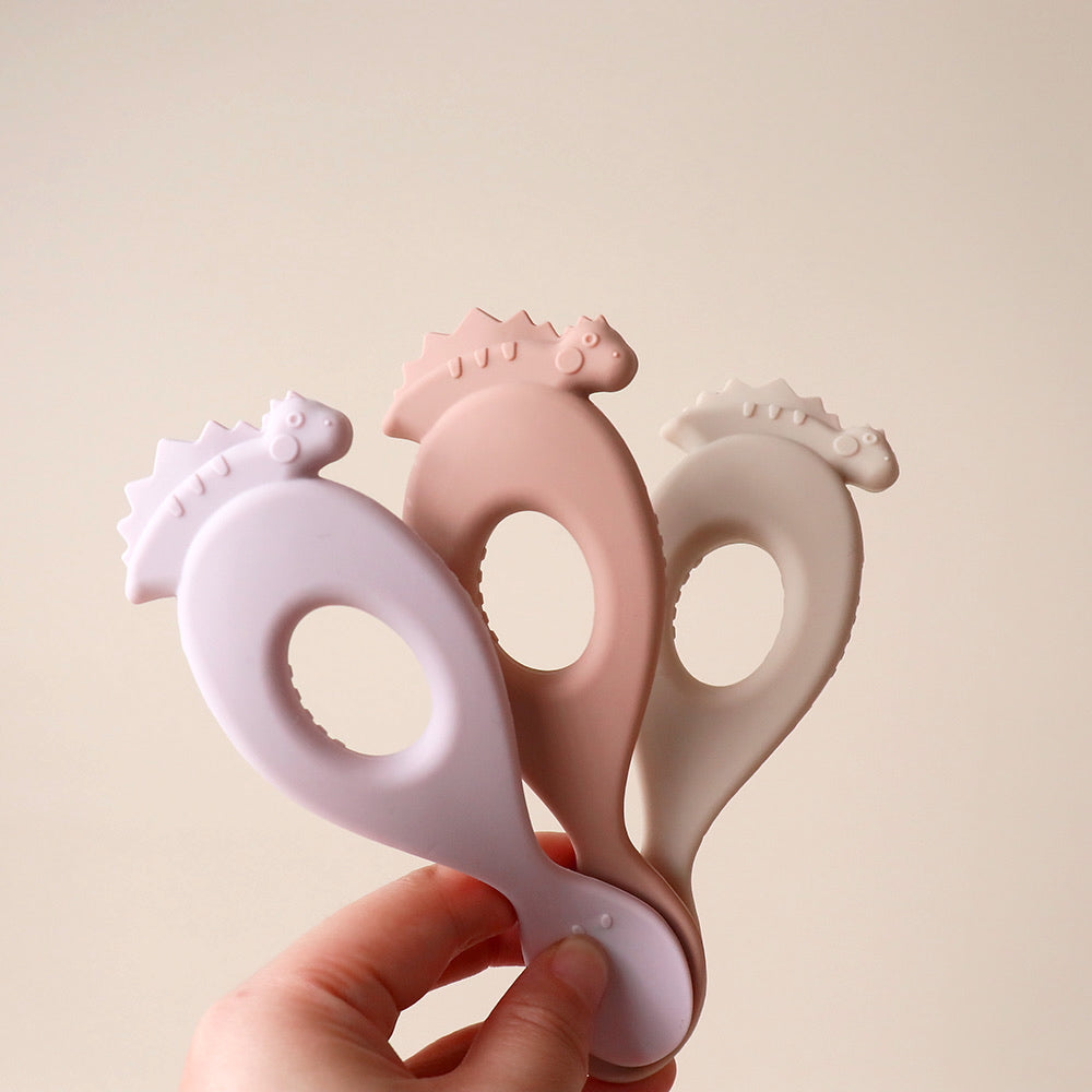 dinosaur baby weaning spoon pastel colour