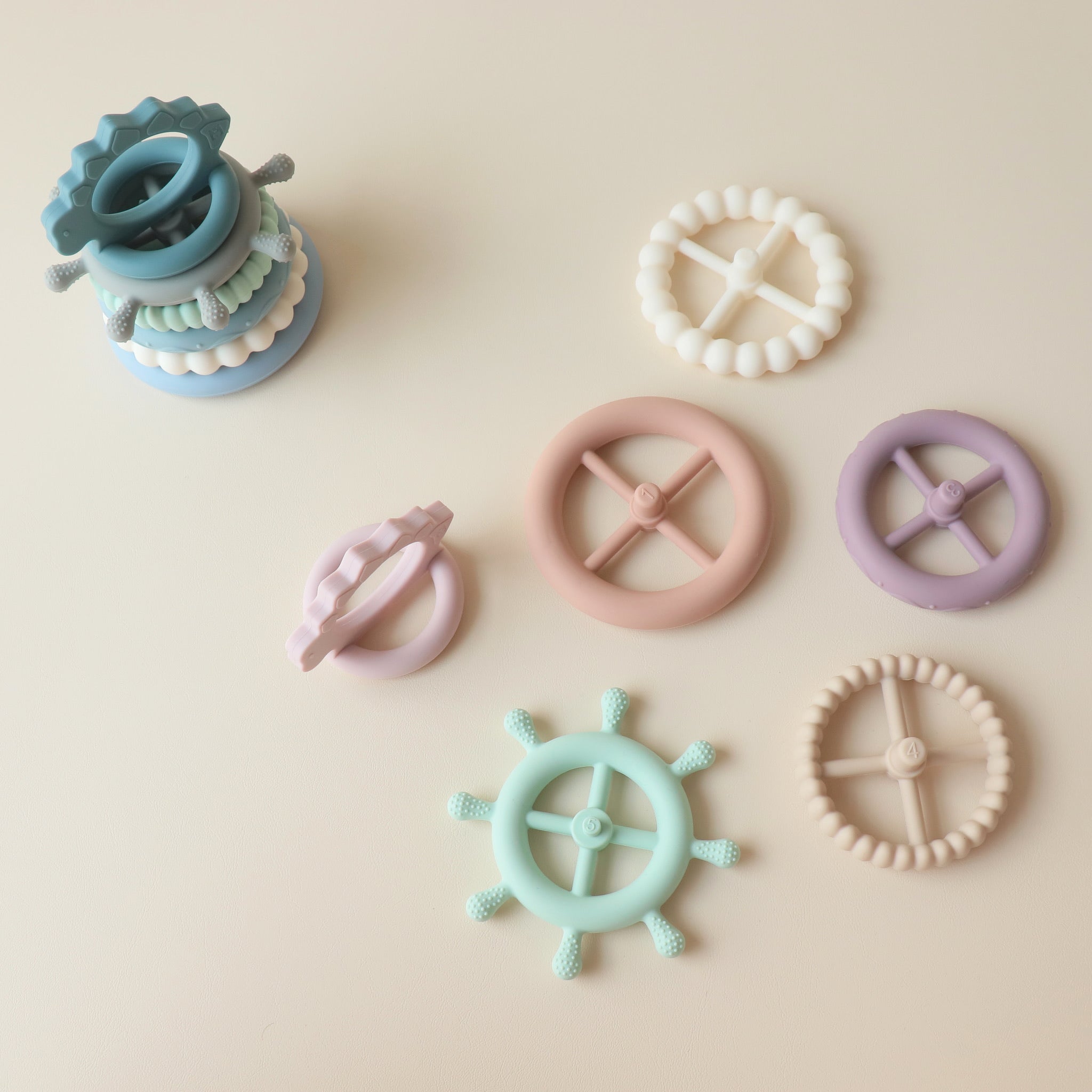 pickle and bear dino stacking toy pink purple