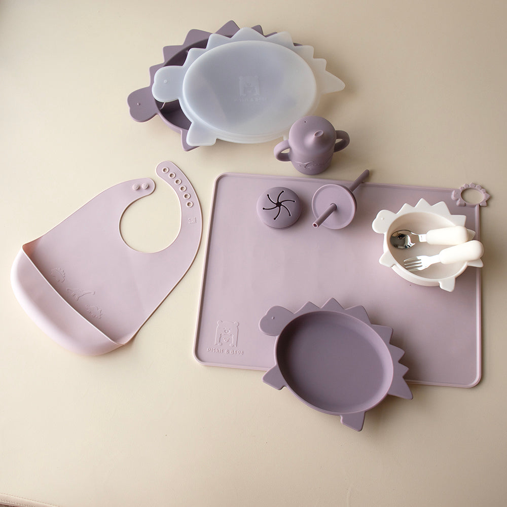 pickle and bear dino table dinner set girls purple pink
