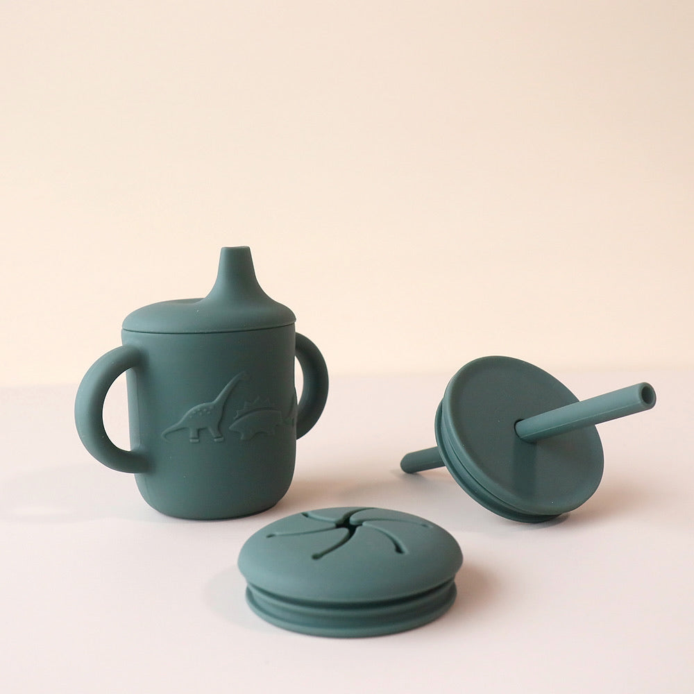 pickle and bear dinosaur embossed sippy cup Forest Green
