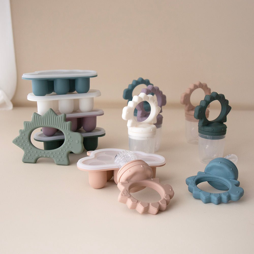 pickle and bear dinosaur teething toy and feeder