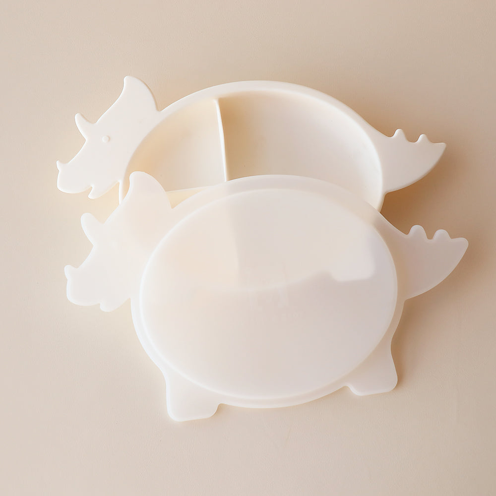 triceratops dino plate sections with lid marshmallow