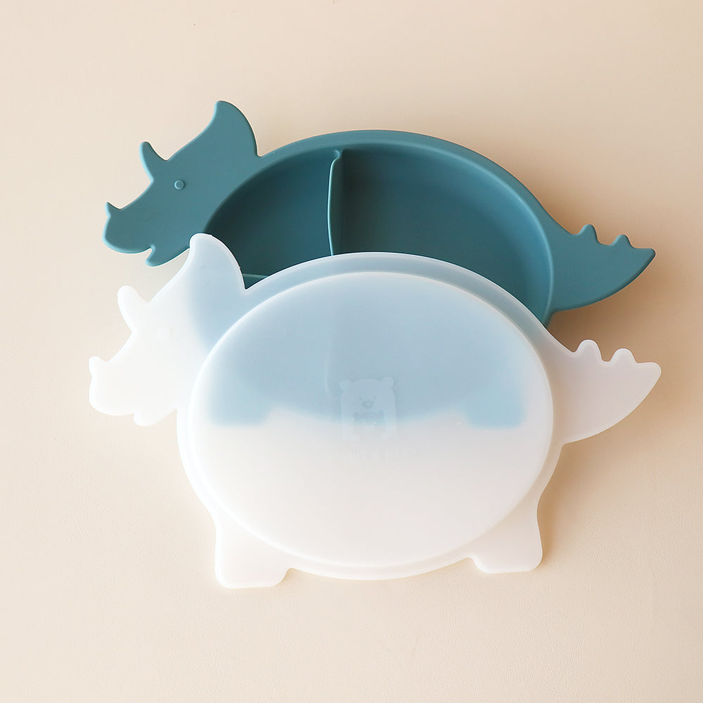triceratops dino plate sections with lid smoke blue