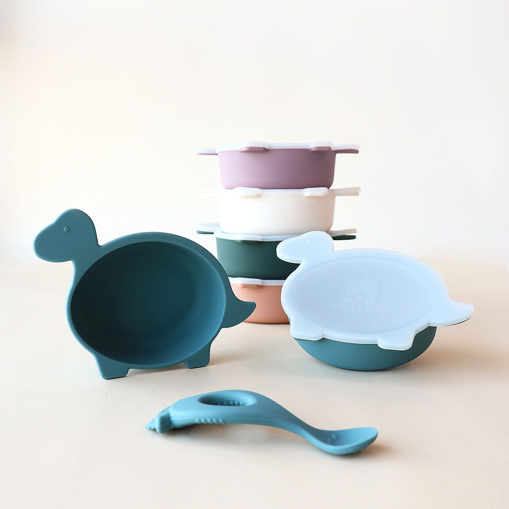 Cuenco de dinosaurio Diplodocus con tapa