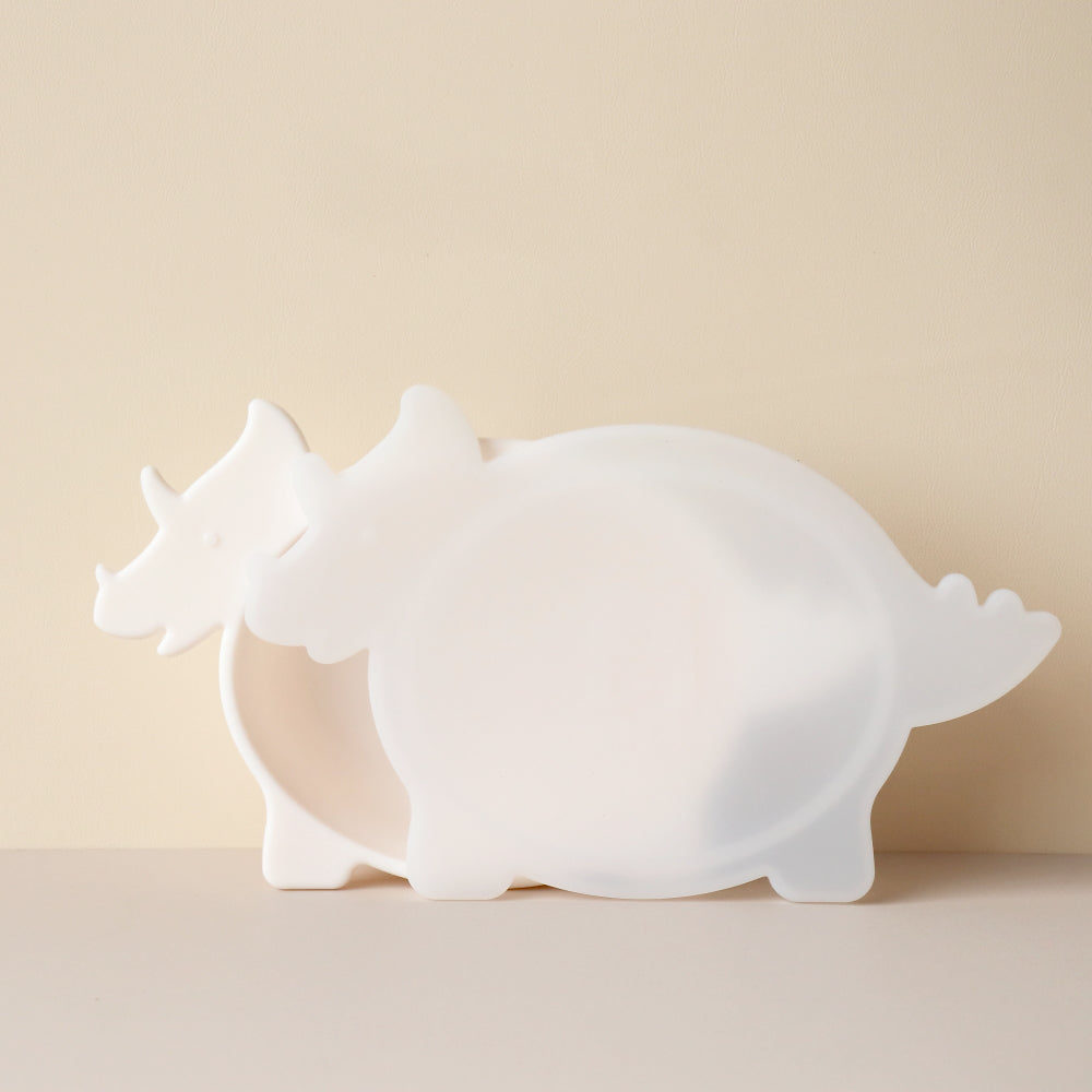 Baby Triceratops Dino Bowl with Lid Marshmallow