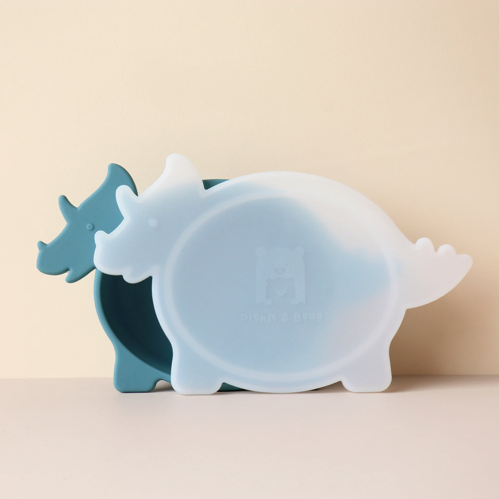 Baby Triceratops Dino Bowl with Lid Smoke Blue