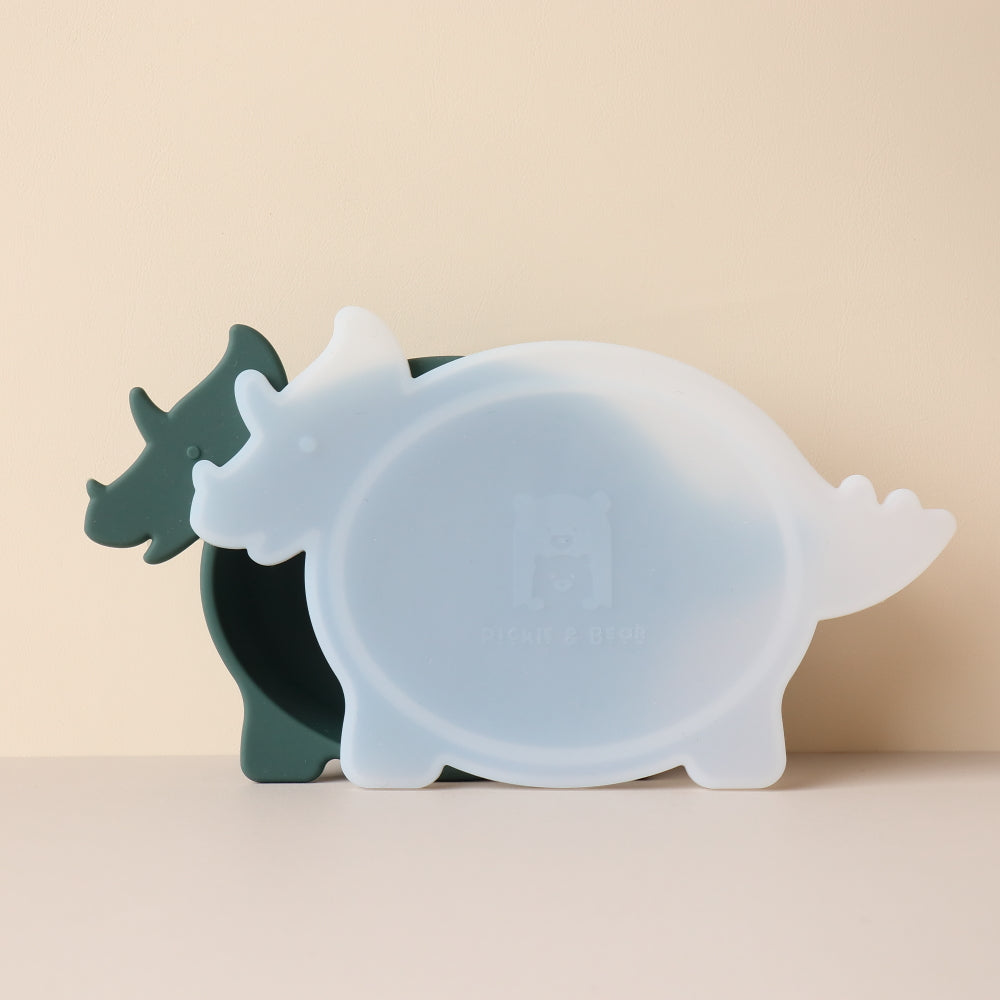 Childrens Triceratops Dino Bowl with Lid Forest Green