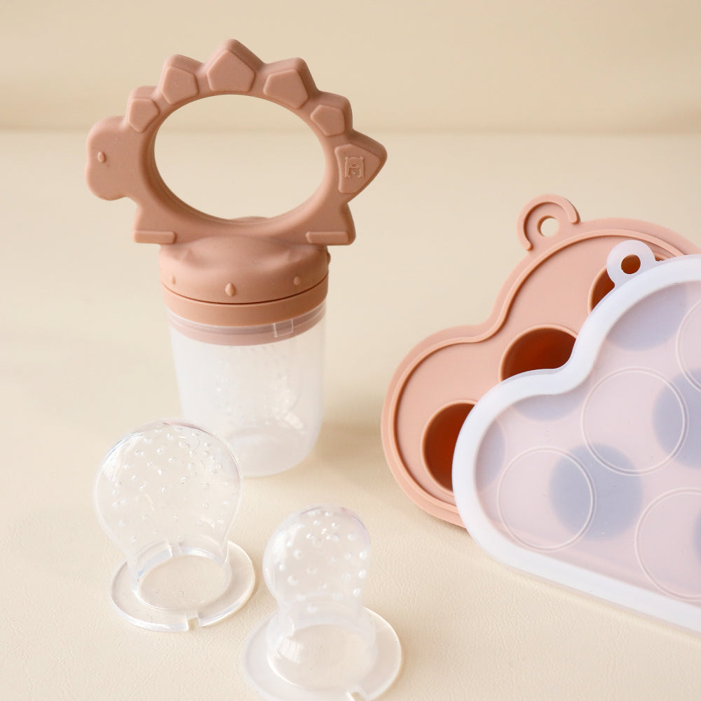 Dinosaur Fruit Feeder Teether Rose Dust