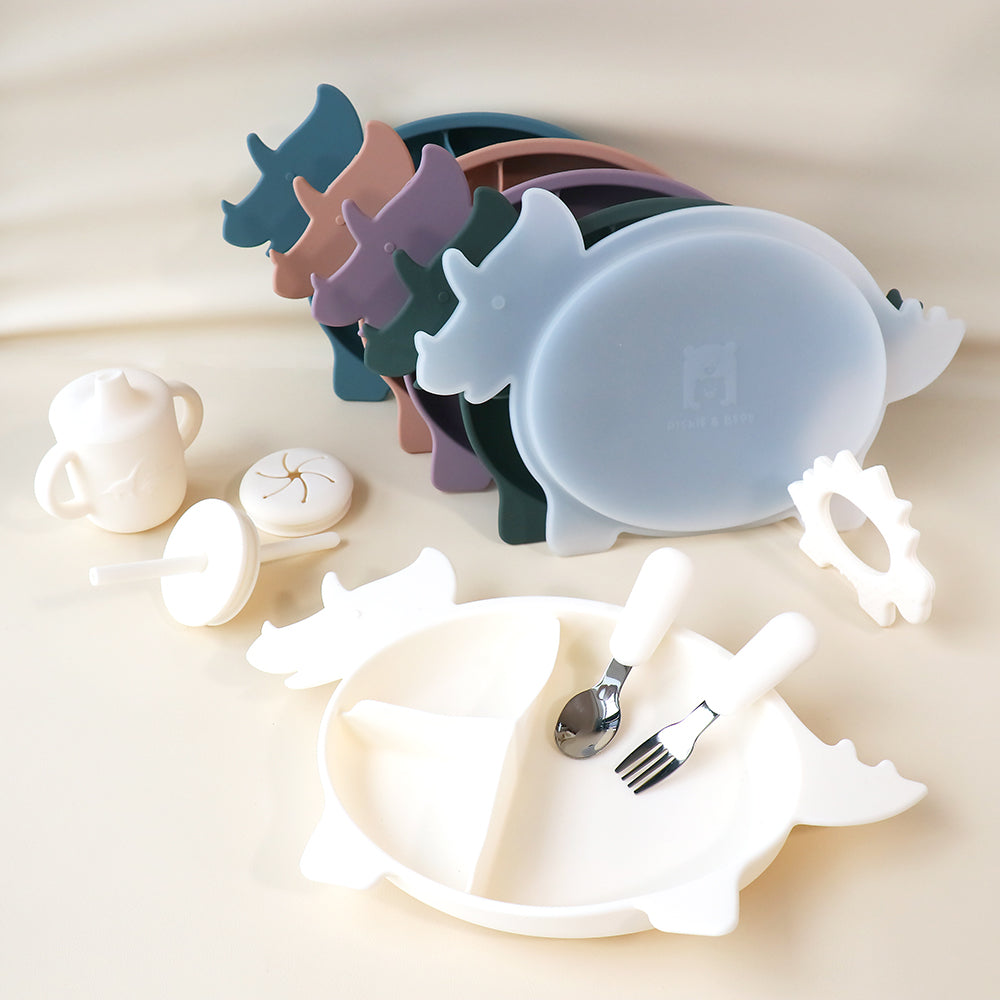 Placa de sección de dinosaurio Triceratops con tapa