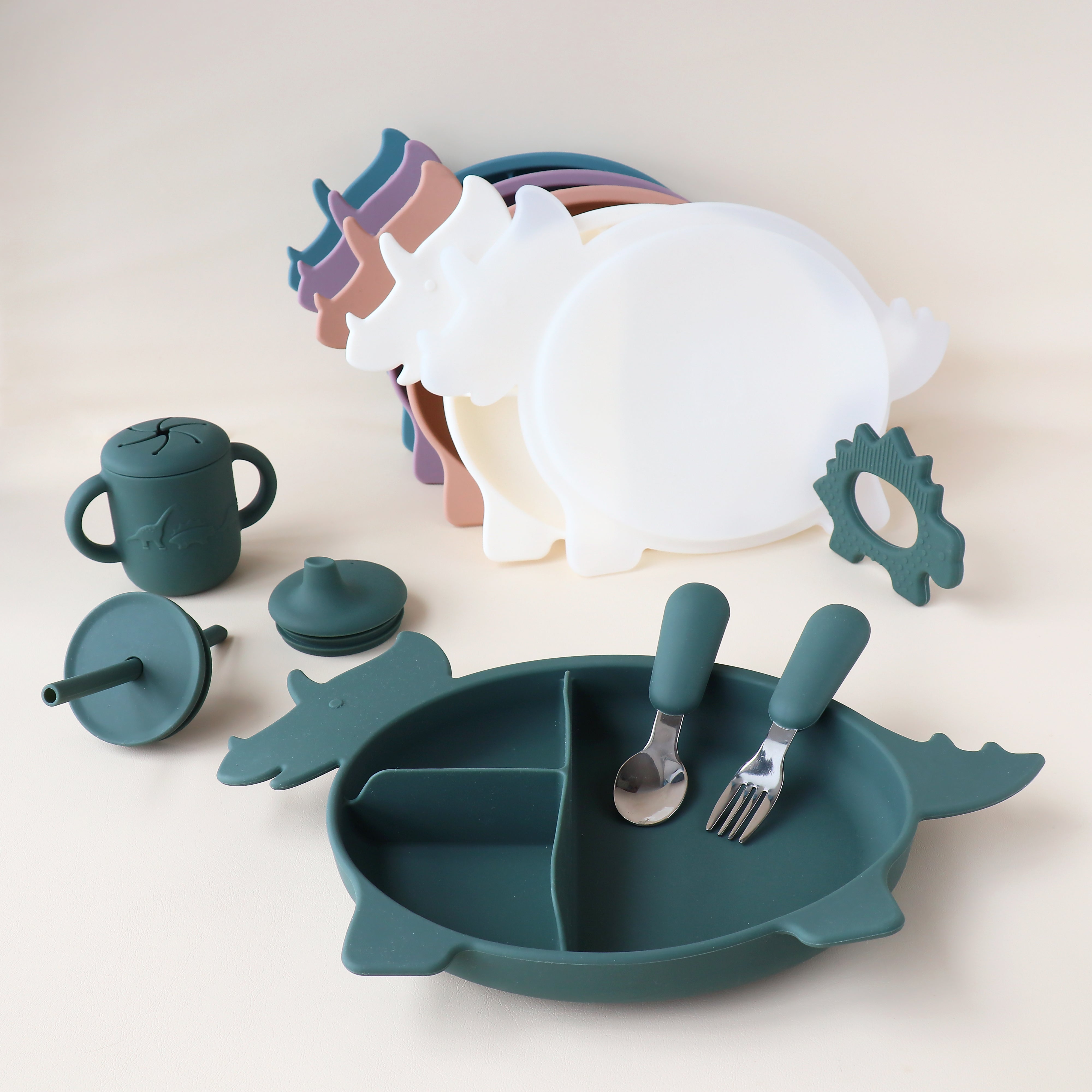 Placa de sección de dinosaurio Triceratops con tapa