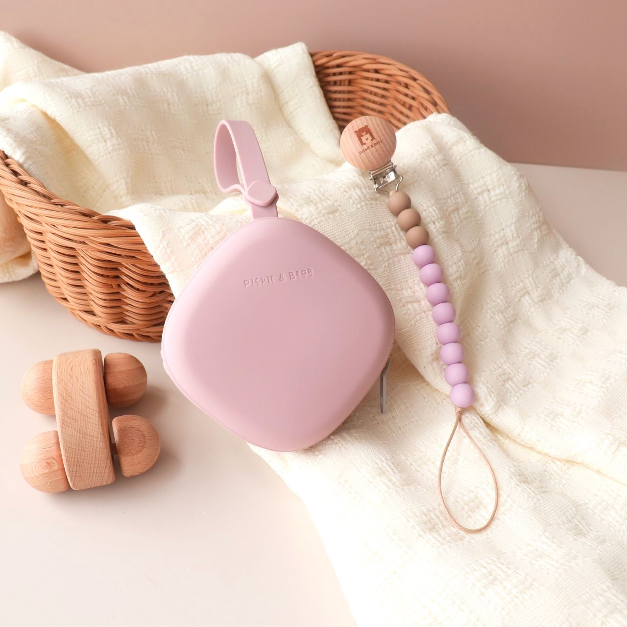 Pickle and Bear Travel Set lilac whisper dummy clip