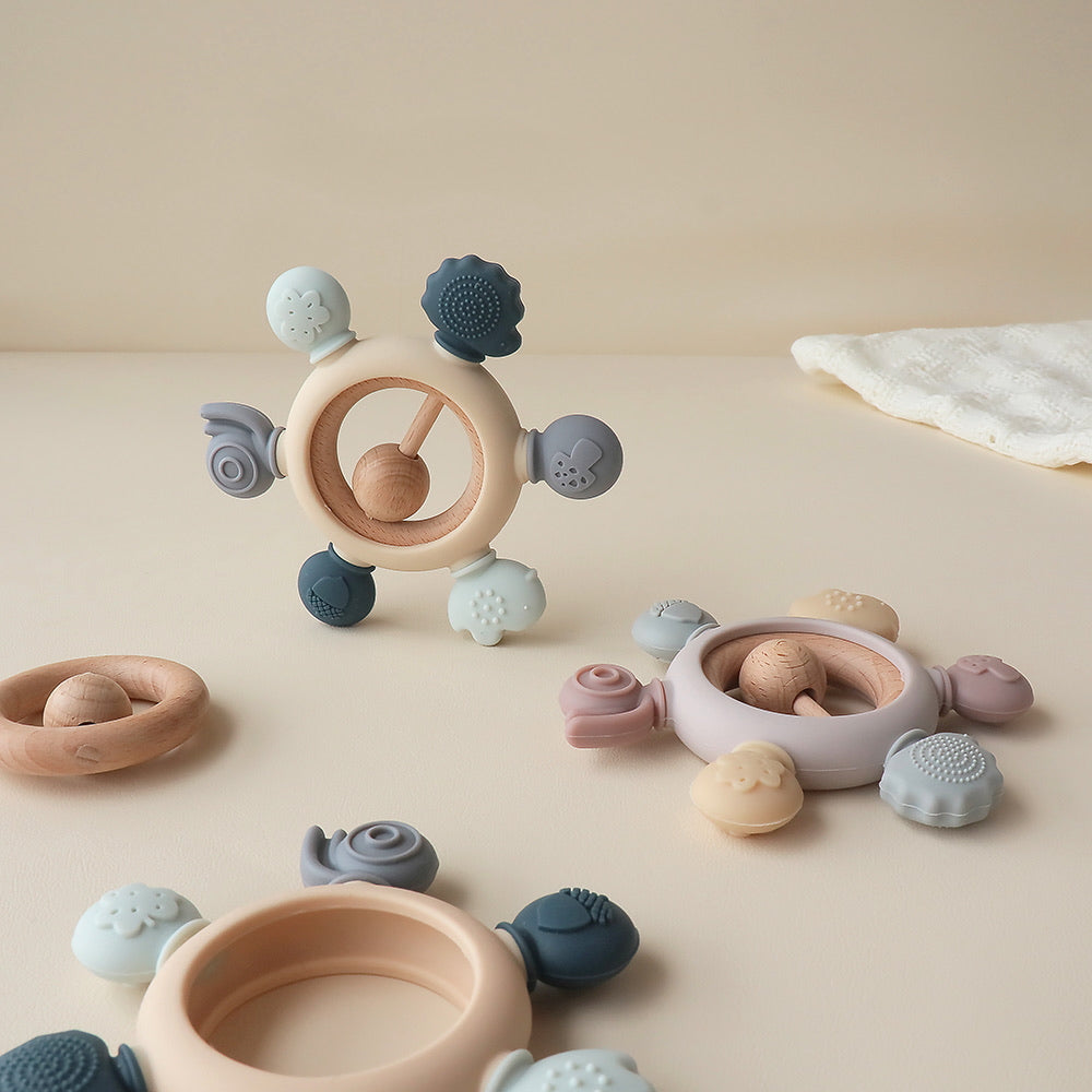 Pickle and Bear Woodland Teething Rattles silicone