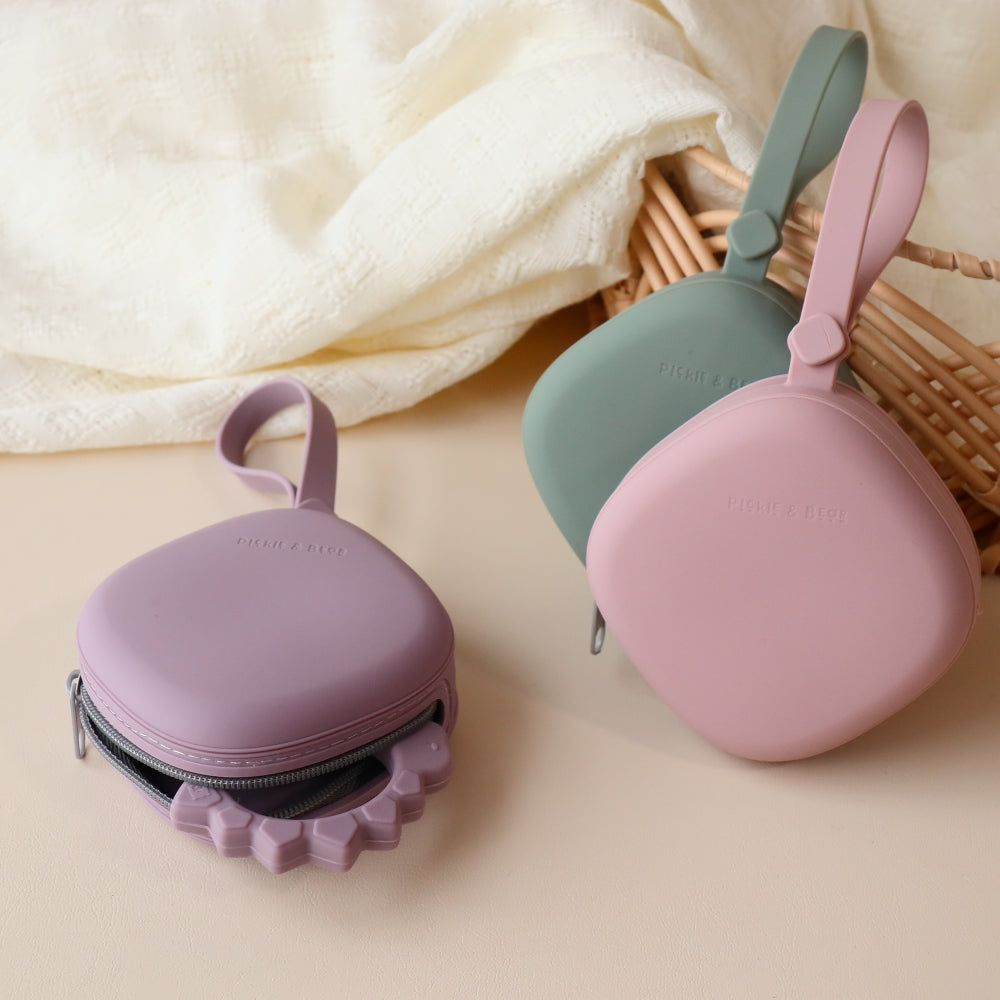 baby travel case pickle and bear pastel  colours