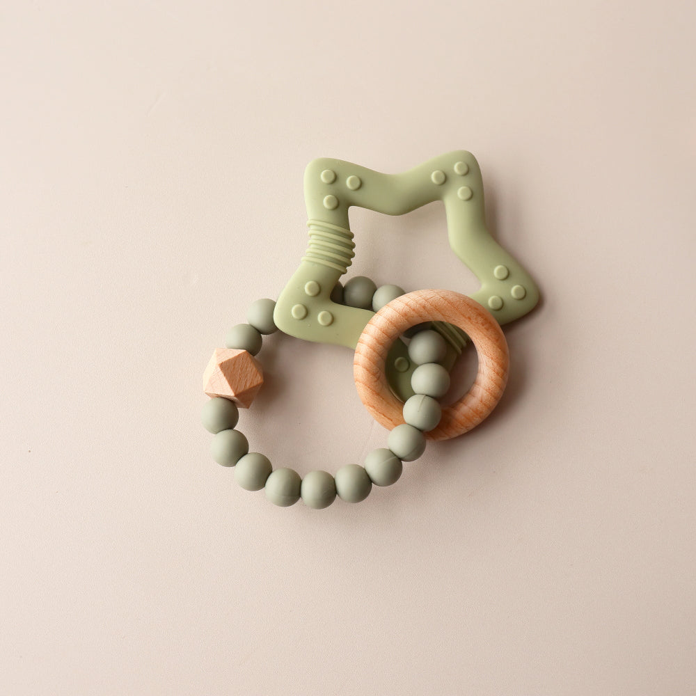 green teething toy kids baby silicone