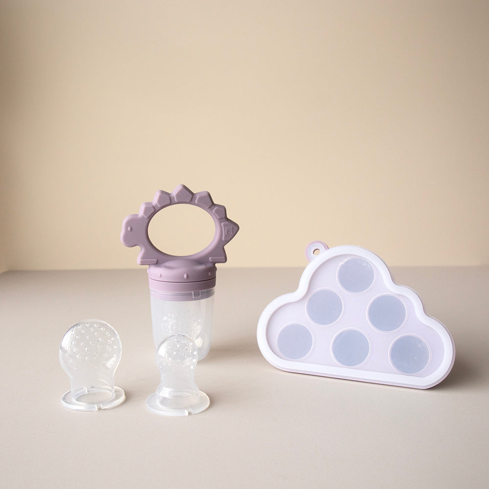 kids fruit feeder teething dino toy hushed plumb