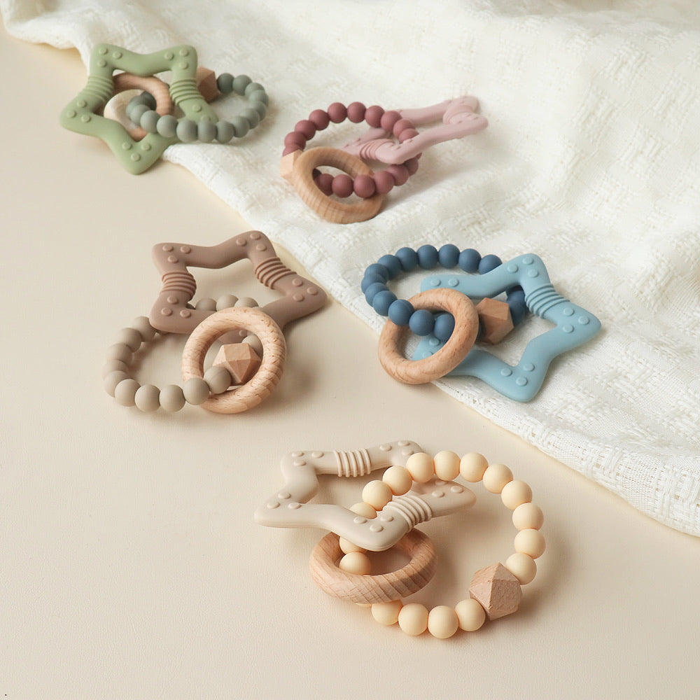 kids silicone teething star pastel
