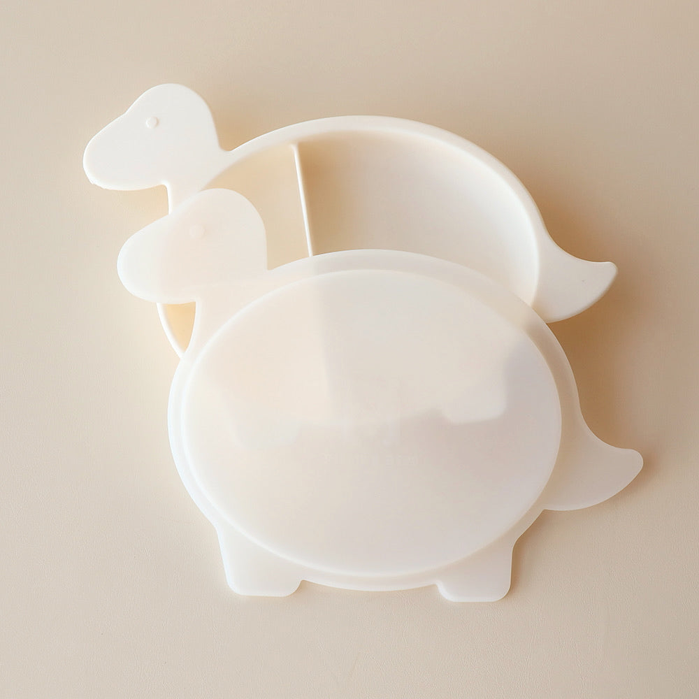 marshmallow white diplodocus dinosaur section plate with lid