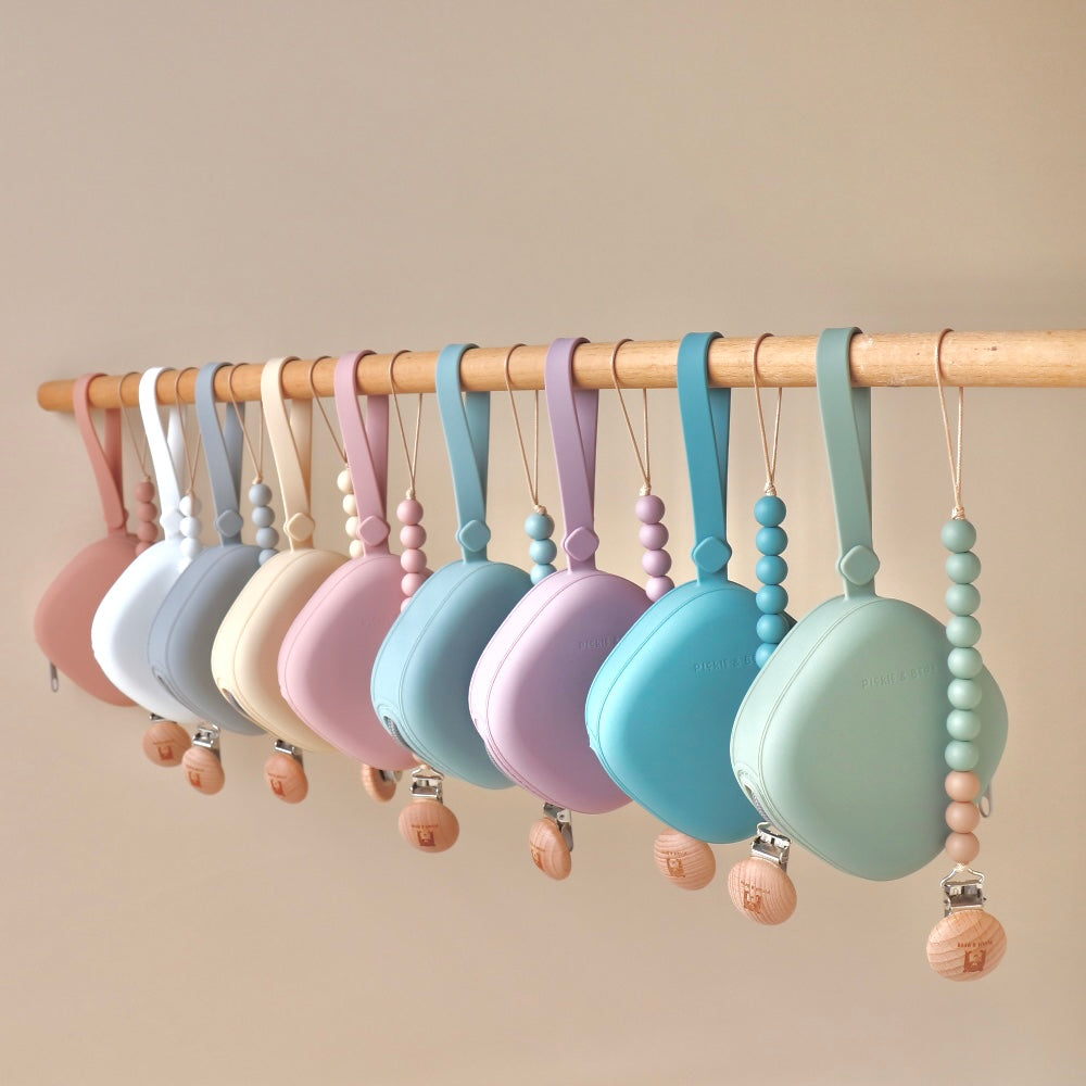 pacifier travel set pastel colours baby dummy