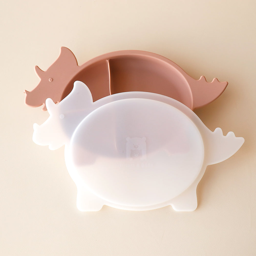 triceratops dino plate sections with lid rose dust